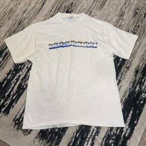 Vintage USA Waikiki Beach Hawaii Graphic Y2K T Shirt Hanes Heavyweight Tag Sz XL